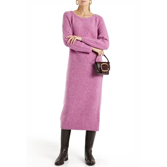 Rhode Barbiecore Juno mélange Wool Sweater Knit Midi dress - Picture 6 of 14